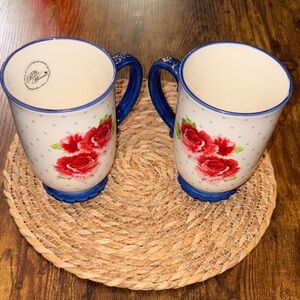 Pioneer Woman Heritage Floral Blue and White Ceramic Mugs 18oz. Set of 2  NWT